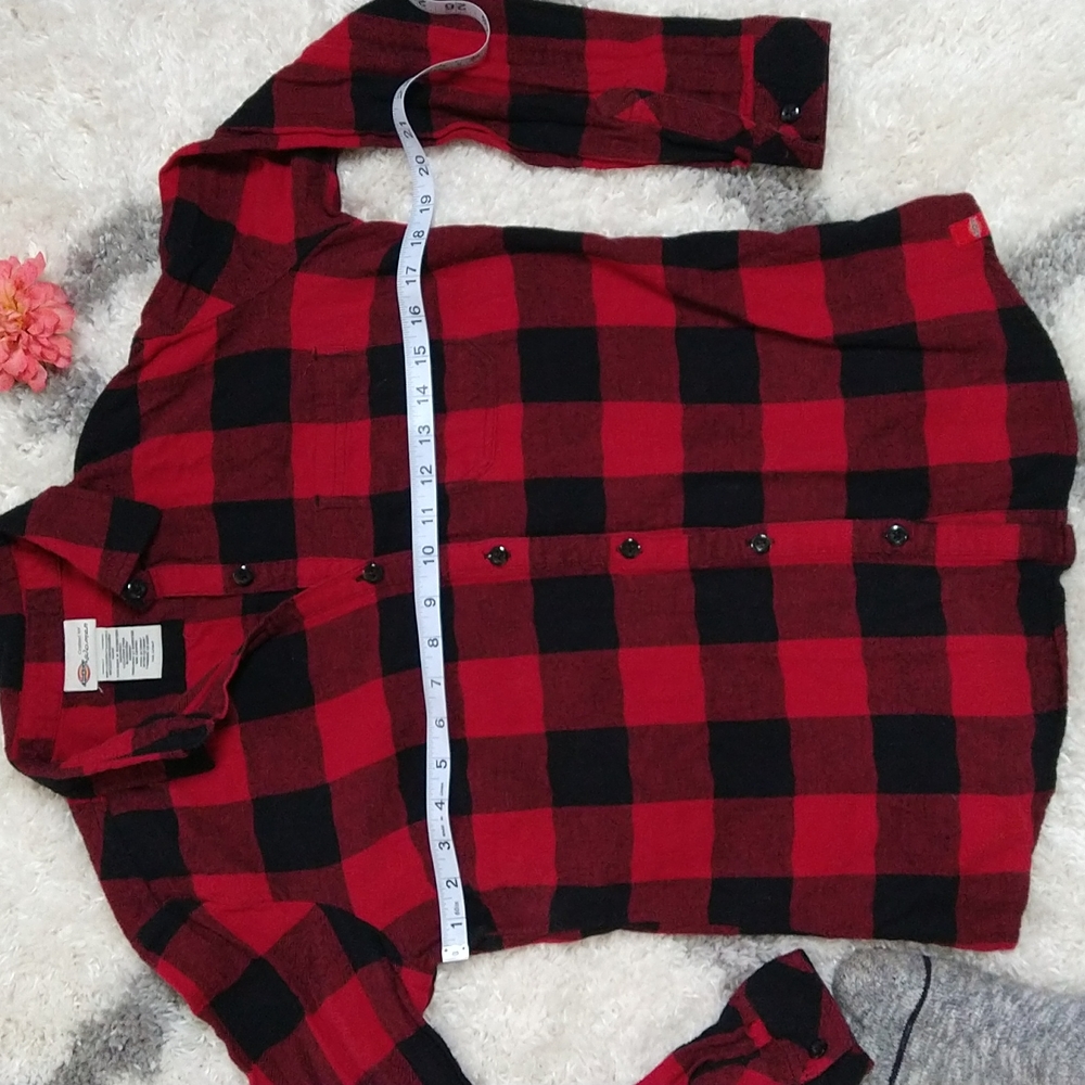 Dickies Red Button Down Flannel S - image 5